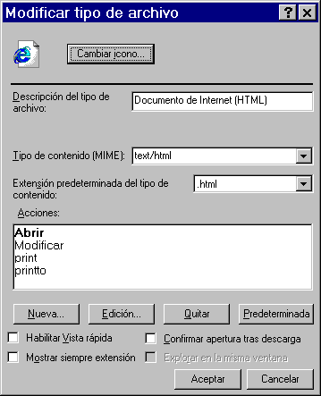 Modificar tipos de archivo